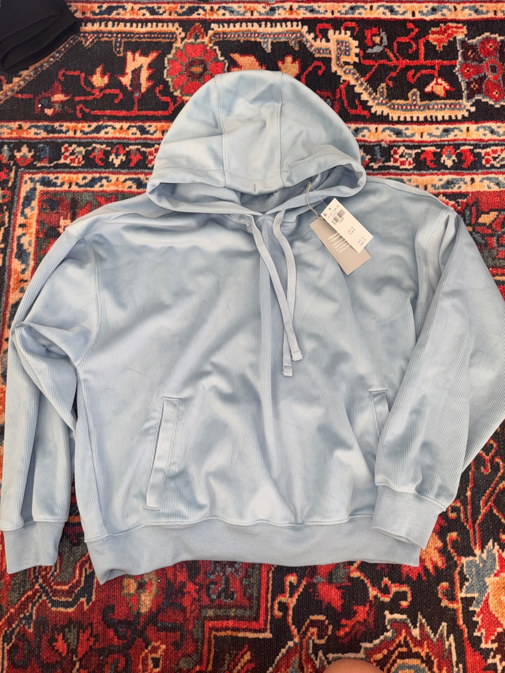 Abercrombie YPB Light Blue Ribbed Hooded Top with Drawstring